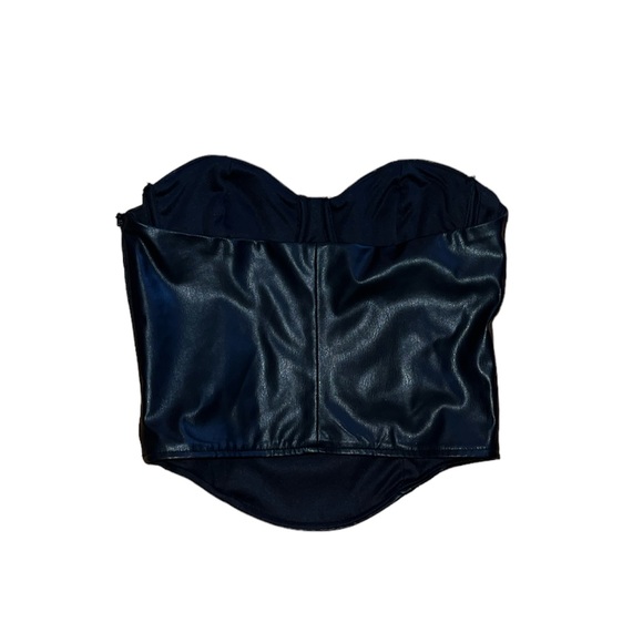Zara Faux Leather Strapless Corset Top - Picture 2 of 4